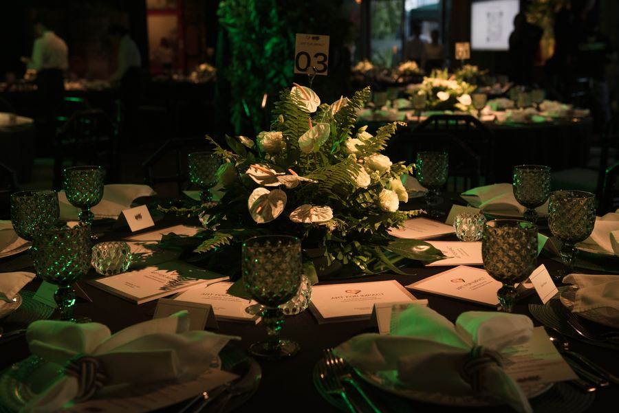 Dinner tables set with greenery at Manila House